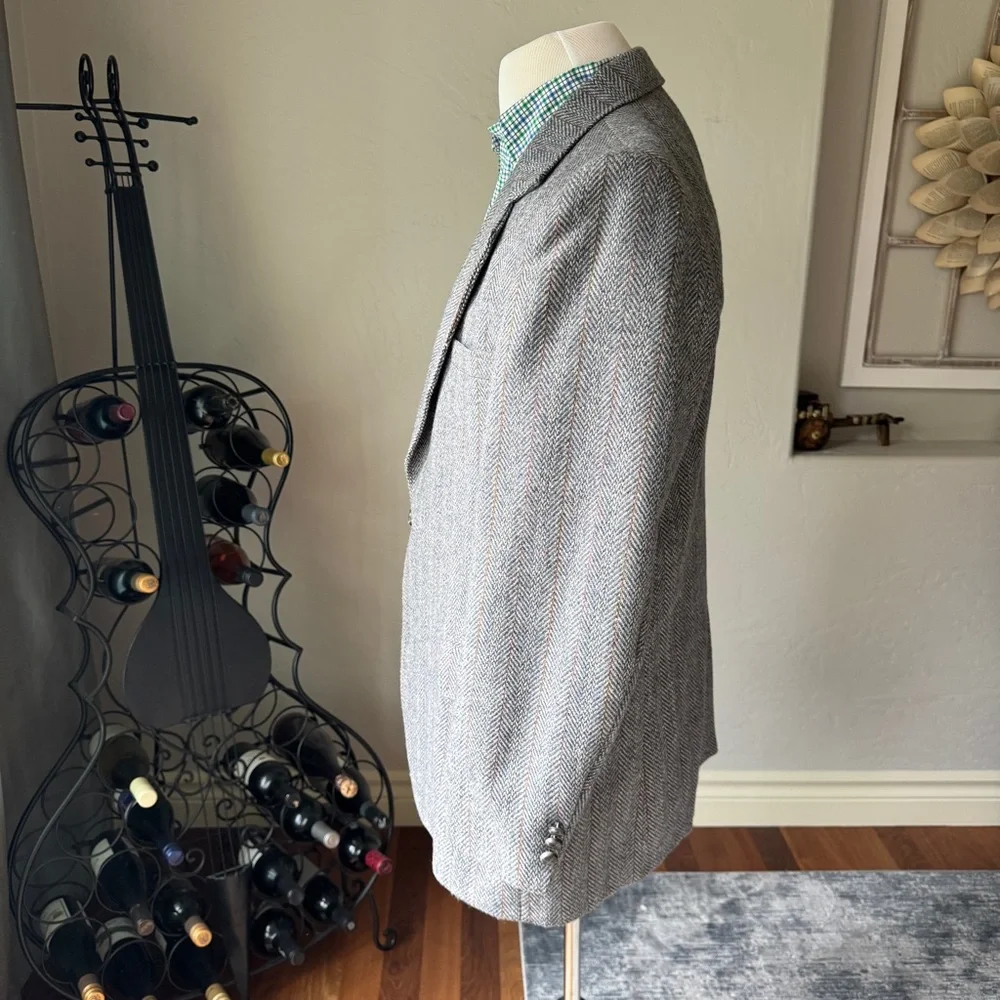Vintage Blazer By The Blade Mens Gray Herringbone Two Buttons  Blazer Size‎ 46R